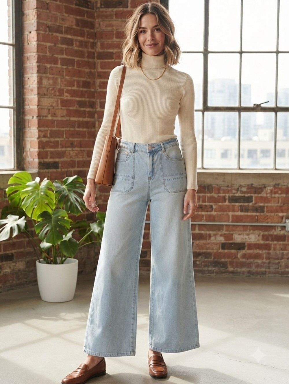 Anthropologie Pilcro Wide Leg Flare Jeans Size 27 Light Blue Relaxed Full-Length